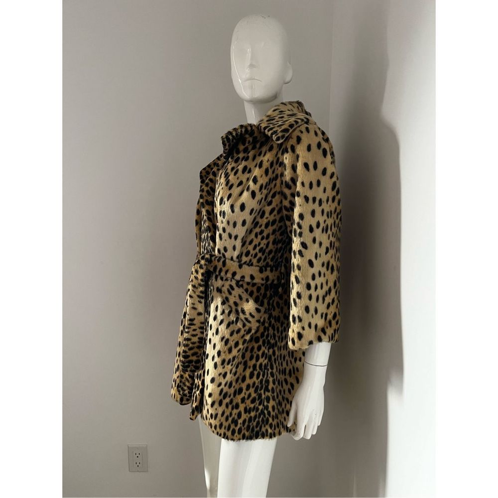 1950’s-1960’s Vintage Faux Leopard Fur Short Rope Wrap Coat with waist belt and - Picture 3 of 16